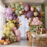 Purple Green Pink Balloon Arch Double Stuffed Dusty Green Lavender