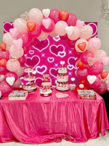 Hot Pink Heart Photo Backdrop 10x8FT Galentines Day Decorations