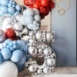 MEBAY Dusty Blue Gray Red Silver Balloon Arch Kit, 141 Pcs Dusty Blue