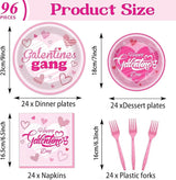 96 Pcs Galentine's Day Party Plates Napkins Tableware Set Galentines