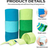 Crepe Paper Streamers 6 Rolls 492ft，Green and Blue Party Decorations