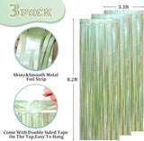 Voircoloria 3 Pack 3.3 x 8.2 ft Sage Green Foil Fringe Backdrop