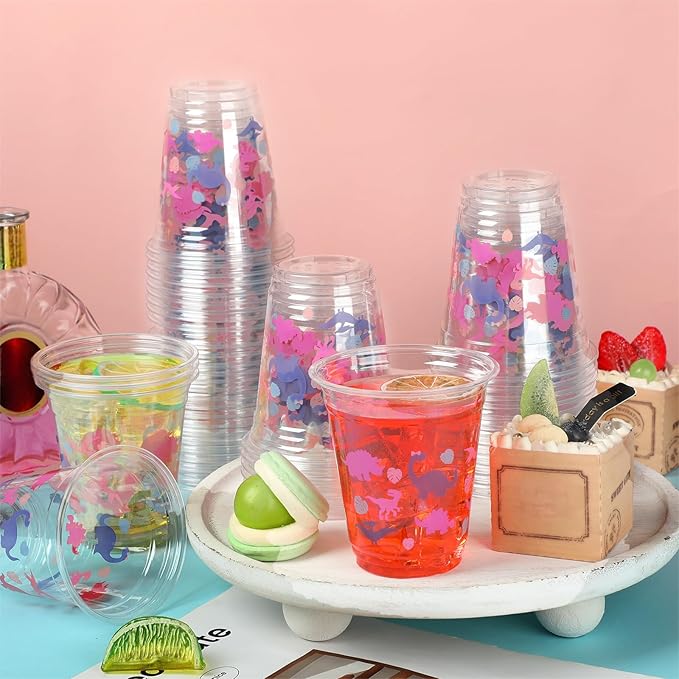 50 Pcs Girl Dinosaur Birthday Party Decorations Cups 12 oz Dinosaur