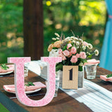 Qunclay Pink Crystal Diamond Letter Wall Decor, Glitter Wooden Bling