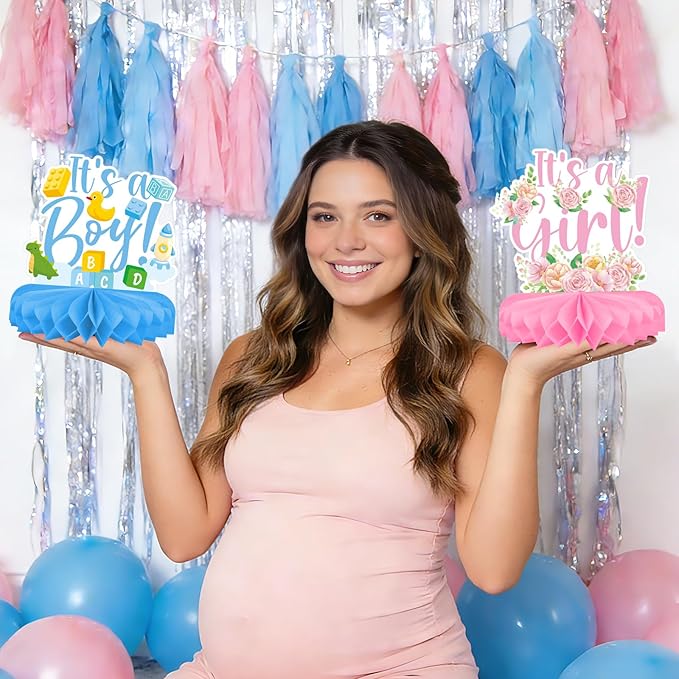 Girl Baby Shower Decorations Set - Kit with Pink Honeycomb