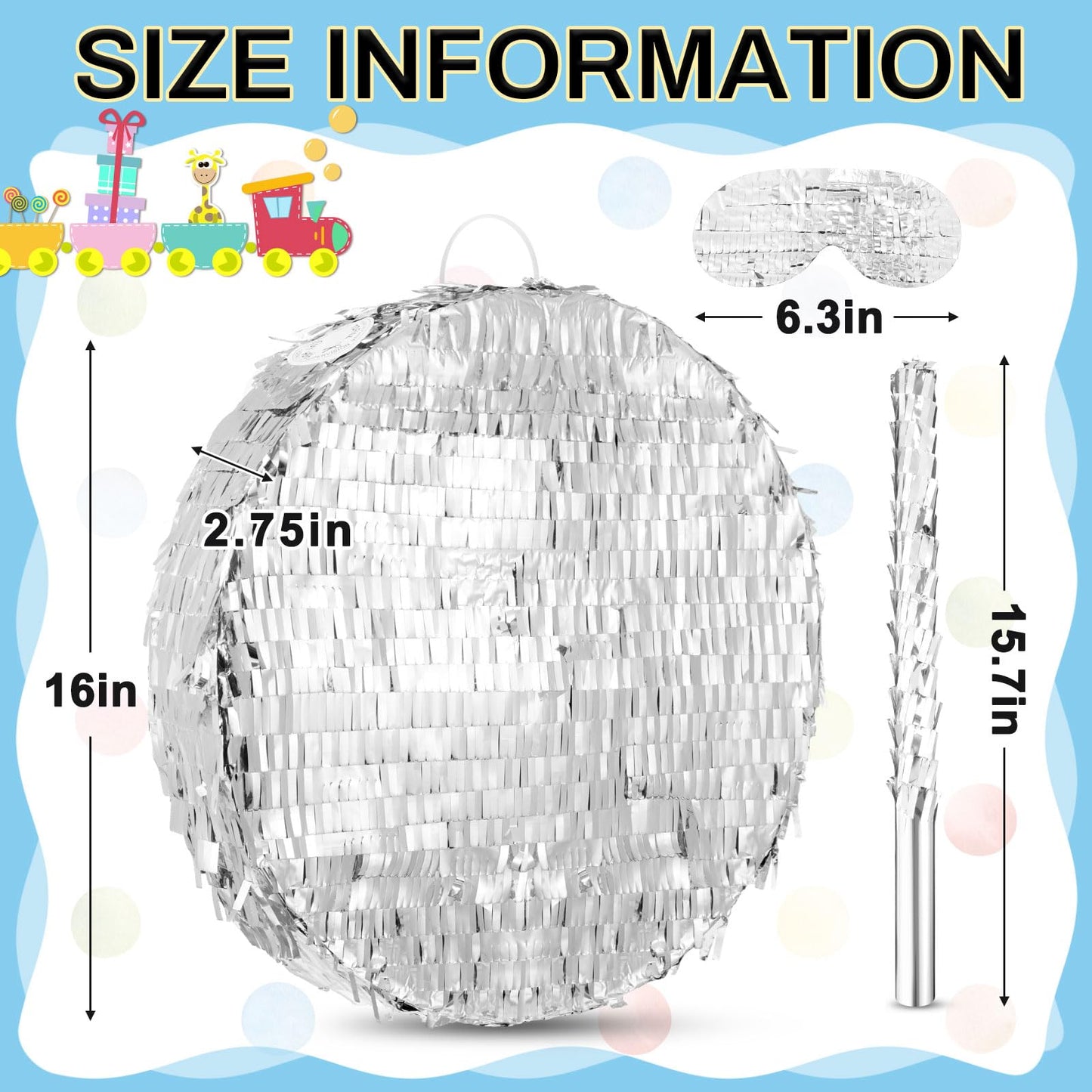 Jenaai Disco Ball Large Piñata 16 Inch, Round Blank Disco Piñata  Shin