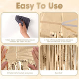 Voircoloria 3 Pack 3.3x8.2 Feet Champagne Foil Fringe Backdrop