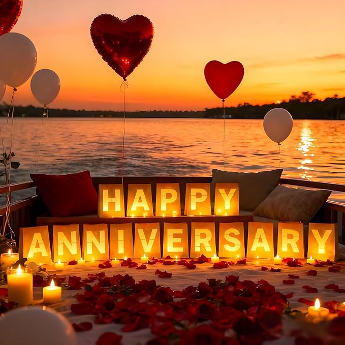 Happy Anniversary Light Up Letters Include Light up Letters with Tea
