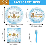 96PCS Bear Baby Shower Tableware Set We Can Bearly Wait Dessert