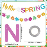 Hello Spring Banner Colorful Glitter Spring Wildflower Banner
