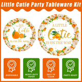 Kepeel 96 Pcs Little Cutie Baby Shower Party Plates and Napkins Set, A