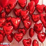 10Pcs 18 Inch Red Heart Balloons Valentine's Day Heart Shape Foil