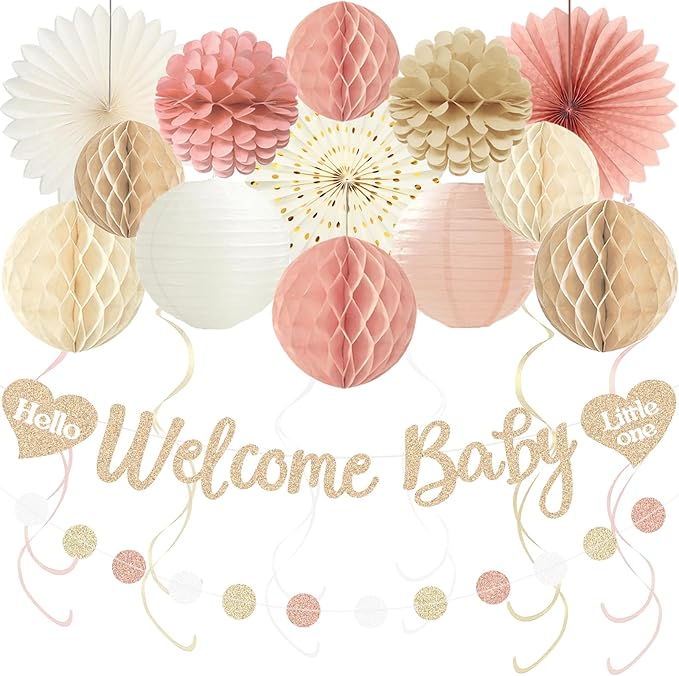 Boho Baby Shower Decorations for Girl Pre Strung Welcome Baby Banner