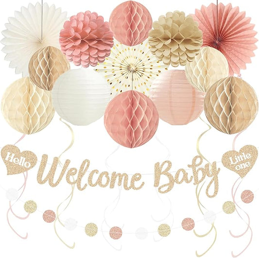 Boho Baby Shower Decorations for Girl Pre Strung Welcome Baby Banner