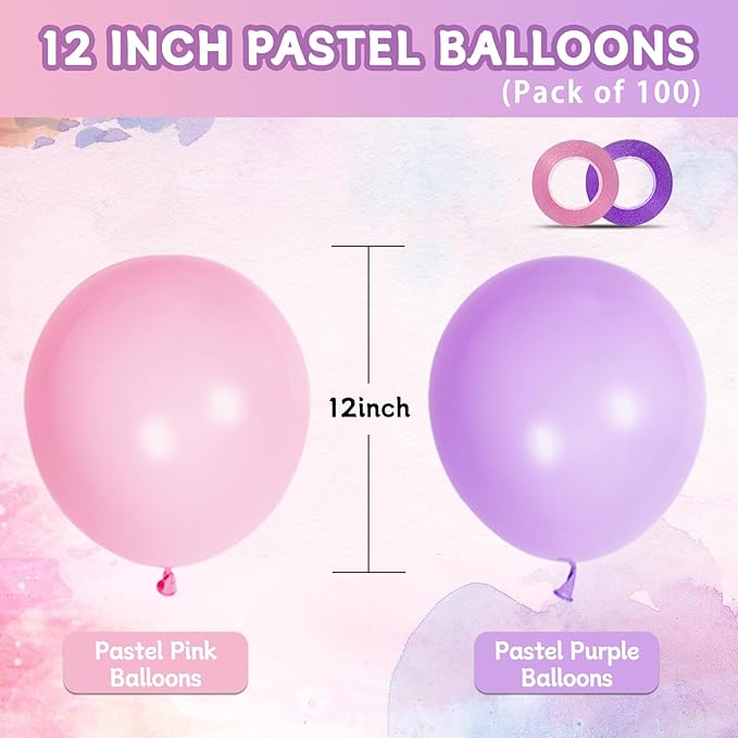 Pink and Purple Balloons 100 Pack 12 inch Light Pink Purple Latex