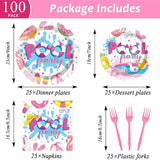 100 Pcs Swimming Pool Party Plates and Napkins Set Summer Pool Party
