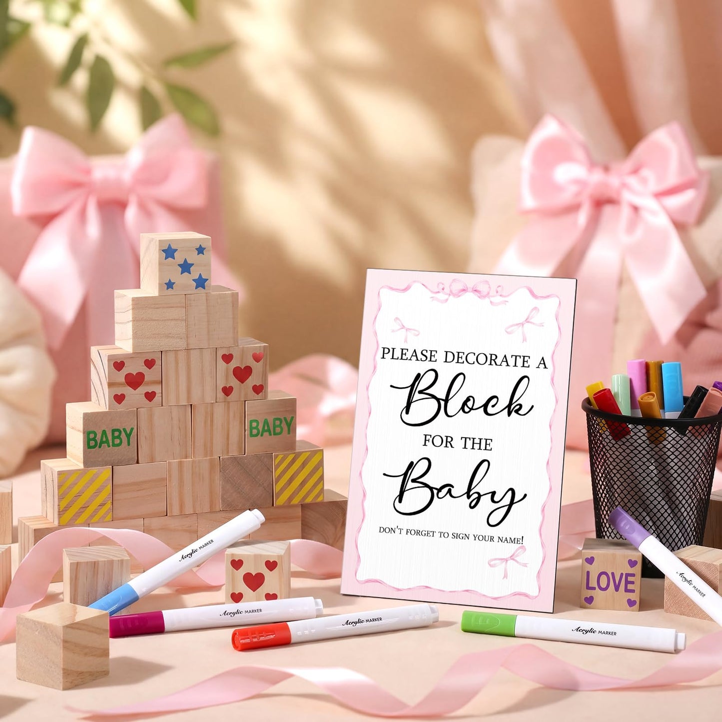 Tatuo 75 Pcs Baby Shower Block Games Here Comes The Son Baby Shower