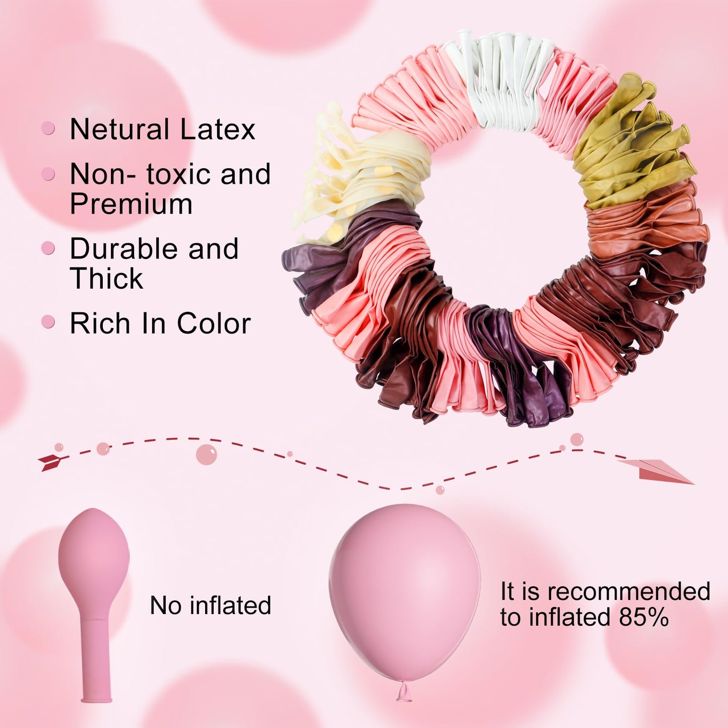 Amandir 162Pcs Burgundy Balloon Garland Arch Kit, Light Pink White