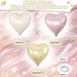 Dusty Pink Cream Heart Balloons, 12Pcs 18 Inch Retro Blush Pink Nude
