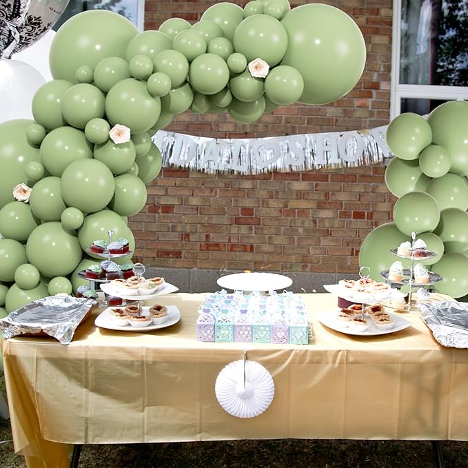 104pcs Sage Green Balloons - 18/12/10/5 Inch Neutral Green Latex