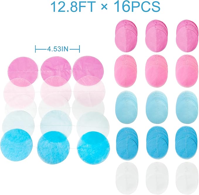 205 Ft Gender Reveal Party Decorations Ombre Pink and Blue Big