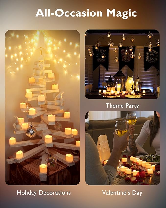 Homemory 12-Pack Flameless LED Tea Lights Candles Battery Operated,