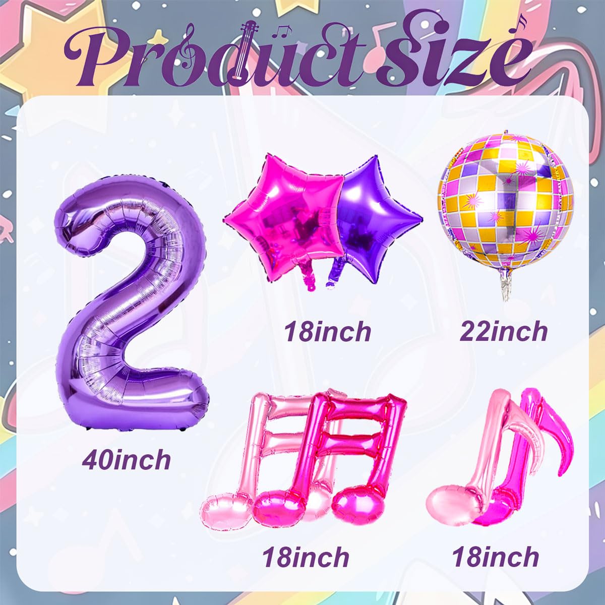 9Pcs Kpop Birthday Decorations - Kpop Music Balloons Hot Pink Mus 2