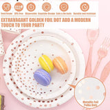 White & Rose Gold Party Supplies - 350 PCS Disposable Dinnerware Set