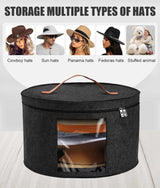 PANGTON Hat Box, Travel Hat Storage Box, Foldable Space-saving Hats