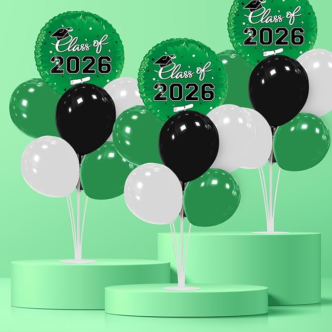 Graduation Decorations - 4 Set Balloon Stands, Class of 2026 Congrats