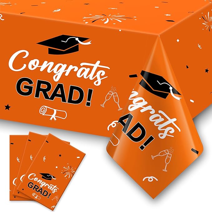 Slergut Orange and Black Graduation Decorations 2026, 3 Pack Orange