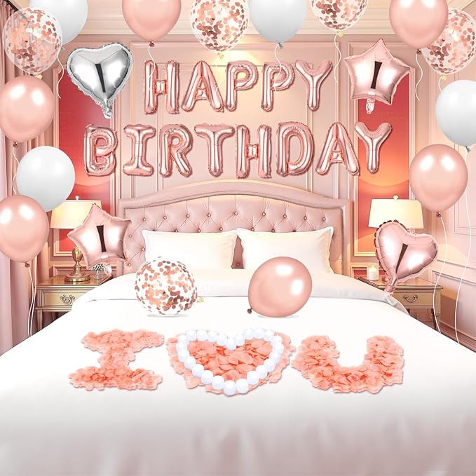Pink Birthday Balloons Decorations Rose Gold Birthday Balloon