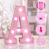 Pink Light Up Letters, LED Marquee Letters for Table, Small Glitter