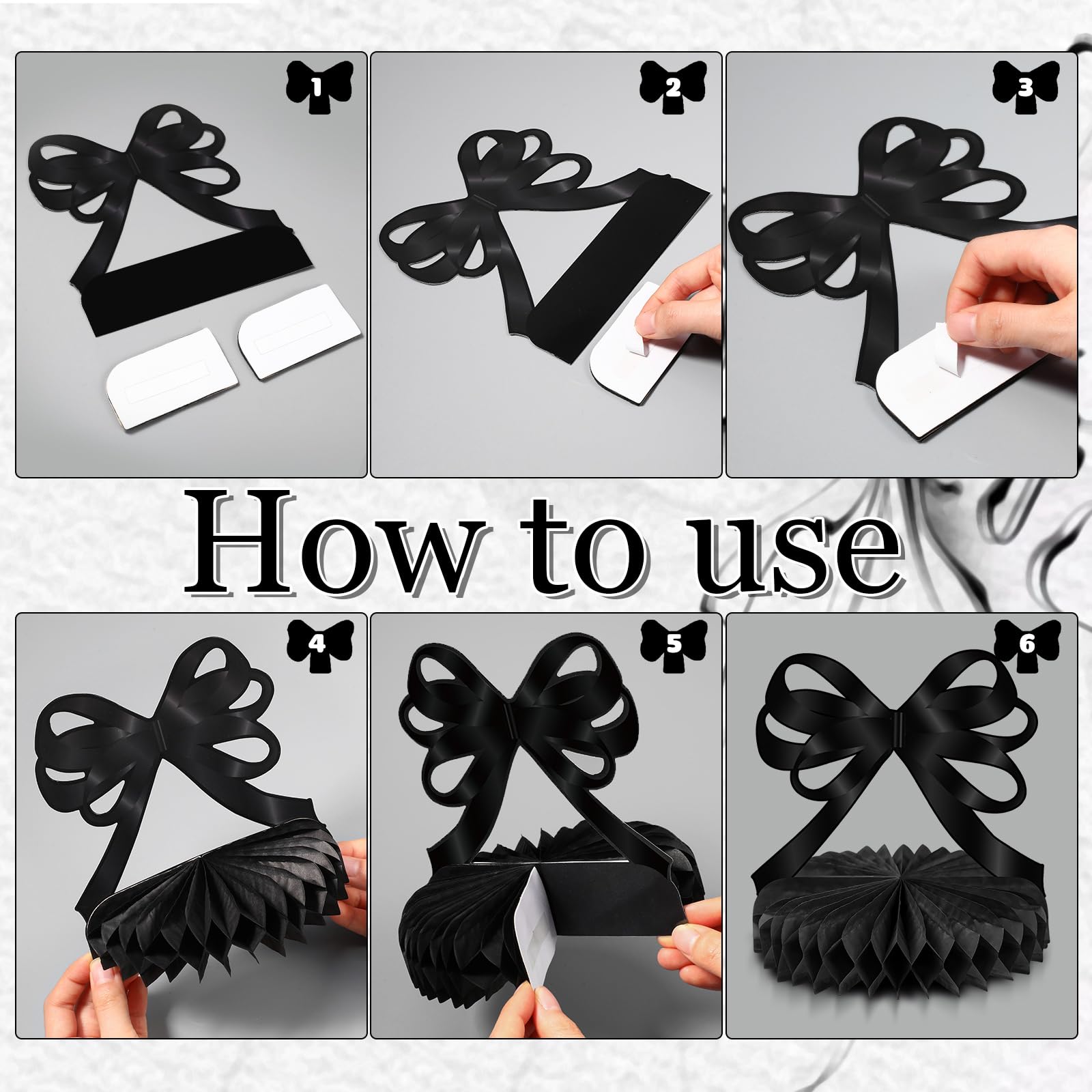 Containlol 9 Pcs Black Bow Birthday Party Decorations Bow Honeycomb