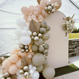 White Sand Gold Balloons Set, 12 Inch Double Stuffed Blush Beige Boho