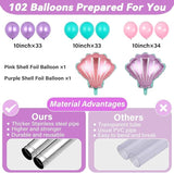 2 Sets Mermaid Party Balloon Column Stand Kit with 102 Balloons