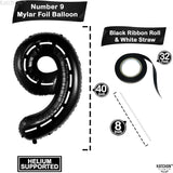 KatchOn, Giant Checkered Number 9 Balloon - 40 Inch | Foil 9 Birthday
