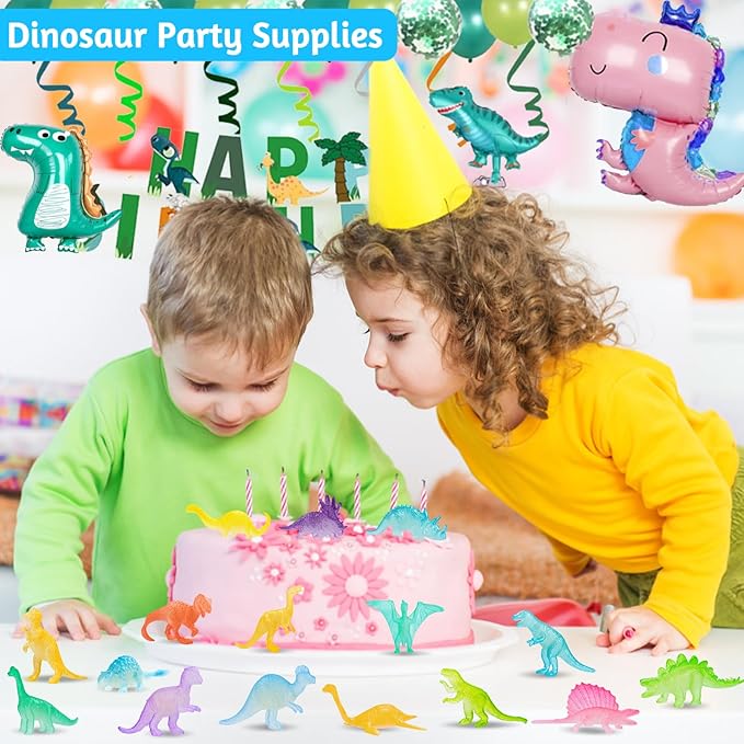 16PCS Glow in Dark Mini Dinosaur Figures for Kids Birthday Party