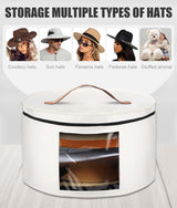 PANGTON Hat Box, Travel Hat Storage Box, Foldable Space-saving Hats