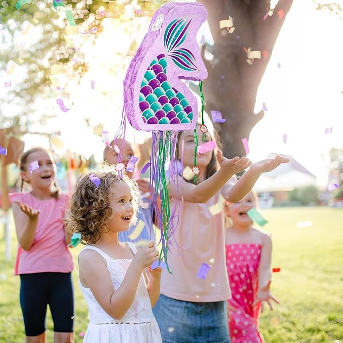 Foldable Mermaid Piñata Pull String Mermaid Birthday Party Supplies