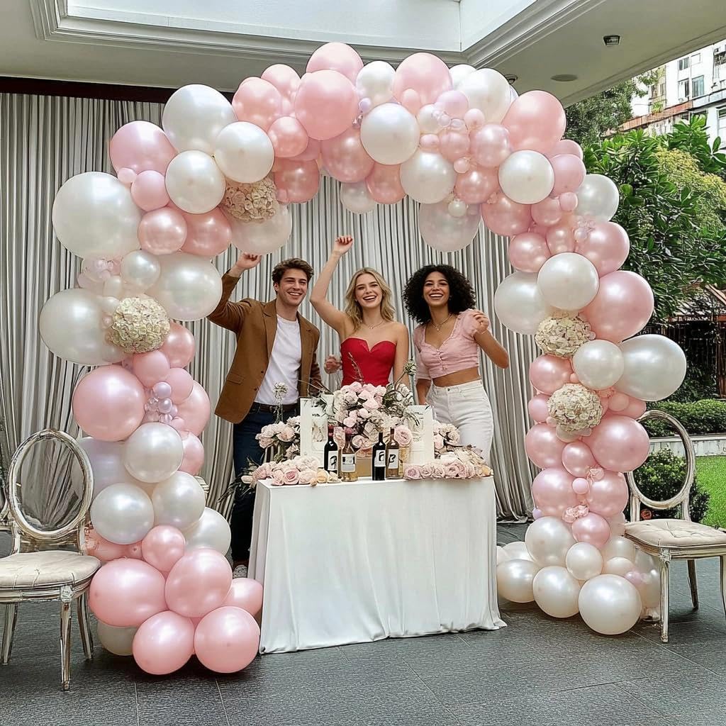 Pearl Pink Balloons Double Stuffed Pastel Light Pink Balloon Arch Kit