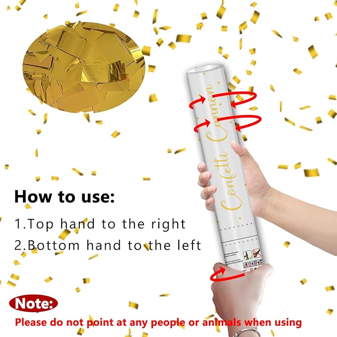 12" Gold Confetti Confetti Cannons - Party Poppers for Birthday