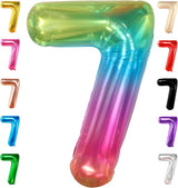 KatchOn, Giant Jelly Number 7 Balloon - 40 Inch | Multicolor Rainbow