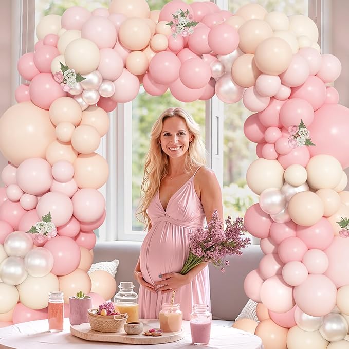Ouddy Life 157 Pcs Pink Balloons Arch Garland Kit, Light Pastle Pink