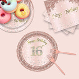 24 Sets 16th Rose Gold Birthday Party Decrations for Girls 16