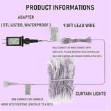 Dazzle Bright 300 LED Christmas Curtain String Lights Halloween