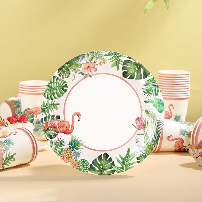 175Pcs Hawaiian Luau Party Decoration Luau Plates and Napkins Party