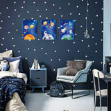 CHDITB Framed Outer Space Art Prints Cartoon Watercolor Planet Wall