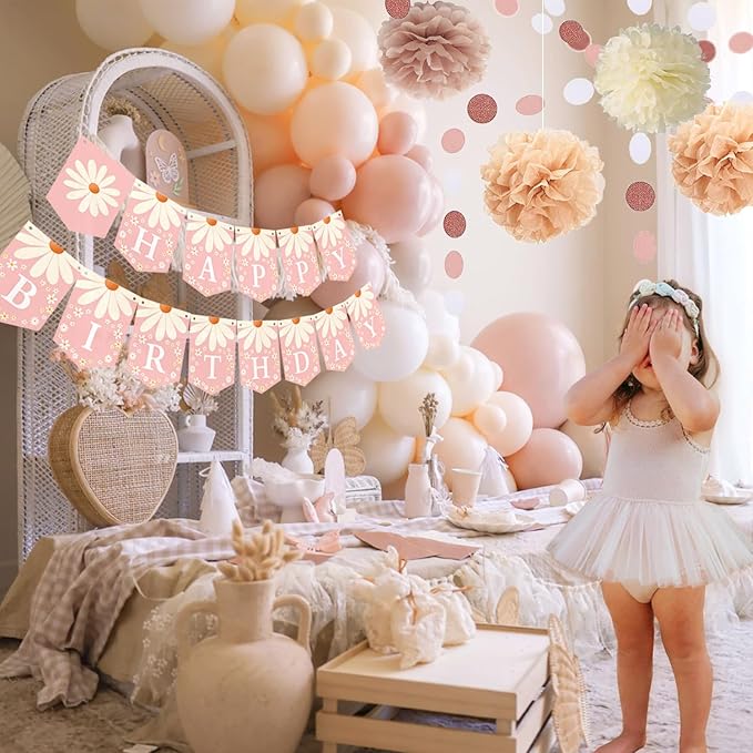 Blush Beige Birthday Decorations Party Décor for Women Boho Party