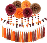 Boho Baby Shower Burgundy Brown Orange Party Decorations 23pcs